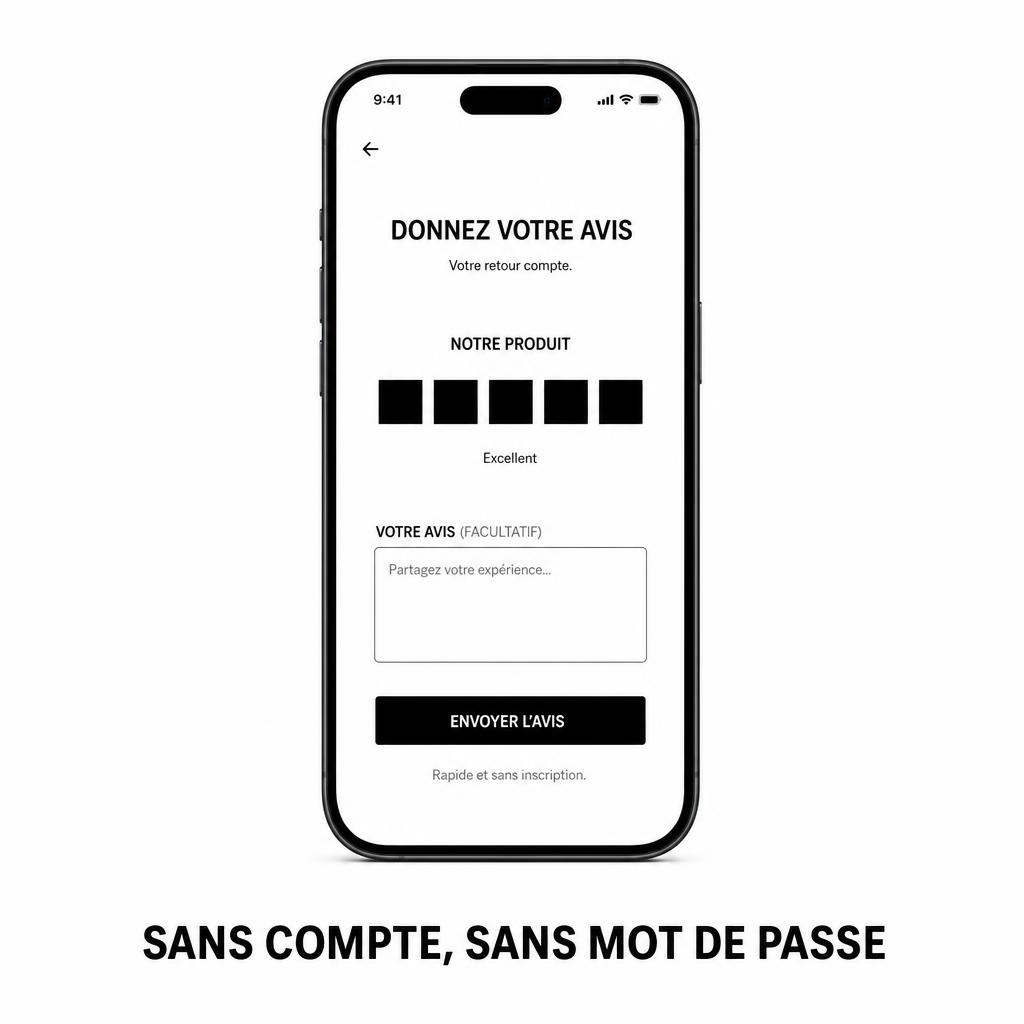 Écran mobile du formulaire d'avis aviscorse.com, sans compte ni mot de passe
